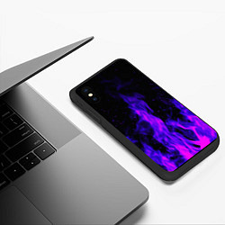 Чехол iPhone XS Max матовый Неоновый огонь на черном фоне, цвет: 3D-черный — фото 2