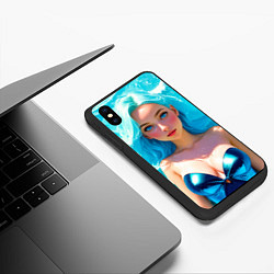 Чехол iPhone XS Max матовый Девушка на фоне бирюзовых волн, цвет: 3D-черный — фото 2