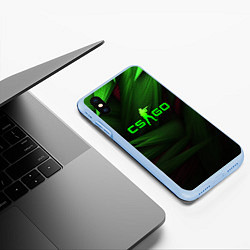 Чехол iPhone XS Max матовый CS GO green logo, цвет: 3D-голубой — фото 2