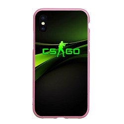 Чехол iPhone XS Max матовый CS GO black green logo