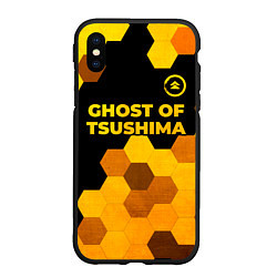 Чехол iPhone XS Max матовый Ghost of Tsushima - gold gradient: символ сверху, цвет: 3D-черный