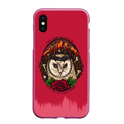 Чехол iPhone XS Max матовый Bring Me The Horizon Owl, цвет: 3D-малиновый