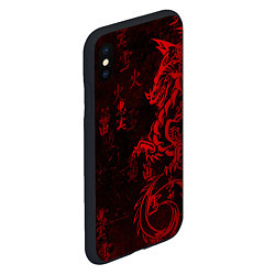 Чехол iPhone XS Max матовый Красный дракон - иероглифы, цвет: 3D-черный — фото 2