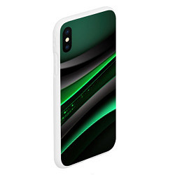 Чехол iPhone XS Max матовый Black green line, цвет: 3D-белый — фото 2