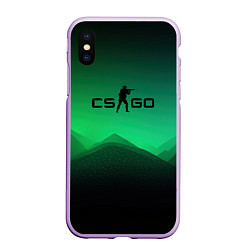 Чехол iPhone XS Max матовый CS GO green black background, цвет: 3D-сиреневый