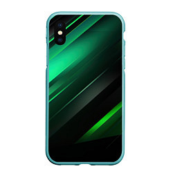 Чехол iPhone XS Max матовый Black green abstract