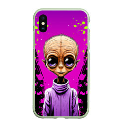 Чехол iPhone XS Max матовый Alien - comics art style, цвет: 3D-салатовый