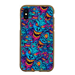 Чехол iPhone XS Max матовый Неоновые монстры - graffiti art style pattern