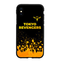 Чехол iPhone XS Max матовый Tokyo Revengers - gold gradient: символ сверху, цвет: 3D-черный