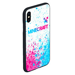 Чехол iPhone XS Max матовый Minecraft neon gradient style: символ сверху, цвет: 3D-черный — фото 2