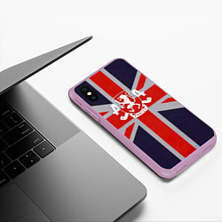 Чехол iPhone XS Max матовый Asking Alexandria британский флаг, цвет: 3D-сиреневый — фото 2