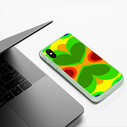 Чехол iPhone XS Max матовый Цветные плавные фигуры, цвет: 3D-салатовый — фото 2