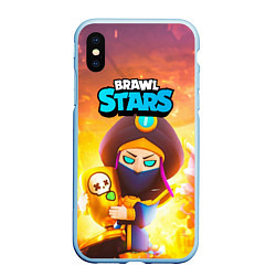 Чехол iPhone XS Max матовый Mortis пират Brawl Stars, цвет: 3D-голубой