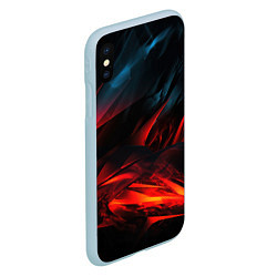 Чехол iPhone XS Max матовый Red black abstract, цвет: 3D-голубой — фото 2