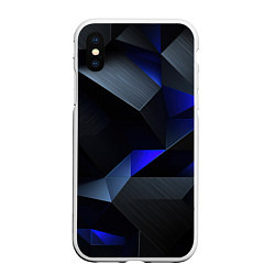 Чехол iPhone XS Max матовый Black blue abstract