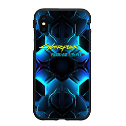 Чехол iPhone XS Max матовый Cyberpunk 2077 neon texture, цвет: 3D-черный