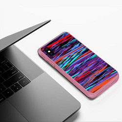 Чехол iPhone XS Max матовый Наляпистые краски, цвет: 3D-малиновый — фото 2