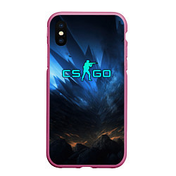 Чехол iPhone XS Max матовый CSGO blue logo