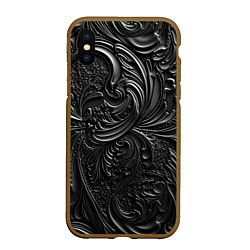 Чехол iPhone XS Max матовый Объемная черная текстура из кожи, цвет: 3D-коричневый