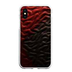 Чехол iPhone XS Max матовый Красно черная волнистая текстура, цвет: 3D-белый