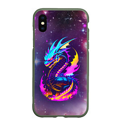 Чехол iPhone XS Max матовый Space dragon - neon glow - neural network