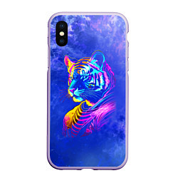 Чехол iPhone XS Max матовый Neon tiger - neural network