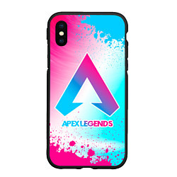 Чехол iPhone XS Max матовый Apex Legends neon gradient style, цвет: 3D-черный