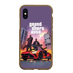 Чехол iPhone XS Max матовый Grand Theft Auto - game, цвет: 3D-коричневый