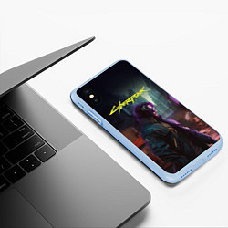 Чехол iPhone XS Max матовый Cyberpunk 2077 - Keanu Reeves, цвет: 3D-голубой — фото 2