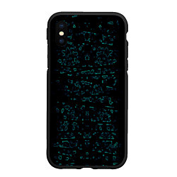 Чехол iPhone XS Max матовый Абстракция чёрные узоры