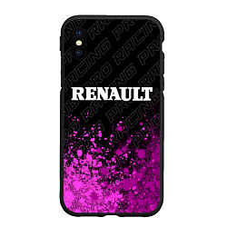 Чехол iPhone XS Max матовый Renault pro racing: символ сверху, цвет: 3D-черный