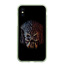 Чехол iPhone XS Max матовый Predator - skull, цвет: 3D-салатовый