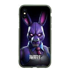 Чехол iPhone XS Max матовый Bonnie FNAF, цвет: 3D-темно-зеленый