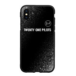 Чехол iPhone XS Max матовый Twenty One Pilots glitch на темном фоне: символ св, цвет: 3D-черный