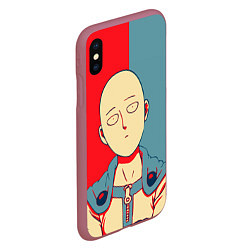 Чехол iPhone XS Max матовый Saitama hero face, цвет: 3D-малиновый — фото 2