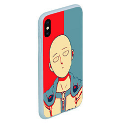 Чехол iPhone XS Max матовый Saitama hero face, цвет: 3D-голубой — фото 2