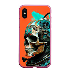 Чехол iPhone XS Max матовый Art skull - irezumi - Japan, цвет: 3D-малиновый