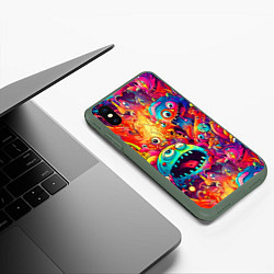 Чехол iPhone XS Max матовый Кислотные чудики, цвет: 3D-темно-зеленый — фото 2