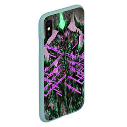 Чехол iPhone XS Max матовый Фиолетовый элементаль киберпанк, цвет: 3D-мятный — фото 2