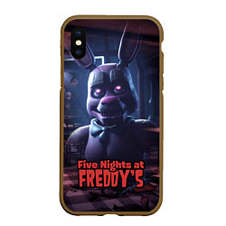 Чехол iPhone XS Max матовый Five Nights at Freddys Bonnie, цвет: 3D-коричневый
