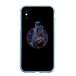 Чехол iPhone XS Max матовый Киберпанк Танджиро, цвет: 3D-голубой