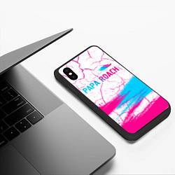 Чехол iPhone XS Max матовый Papa Roach neon gradient style: символ сверху, цвет: 3D-черный — фото 2