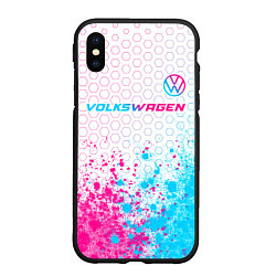 Чехол iPhone XS Max матовый Volkswagen neon gradient style: символ сверху, цвет: 3D-черный