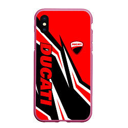 Чехол iPhone XS Max матовый Ducati- red stripes, цвет: 3D-малиновый