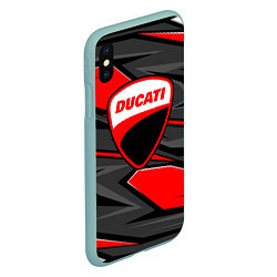 Чехол iPhone XS Max матовый Ducati - red stripes, цвет: 3D-мятный — фото 2