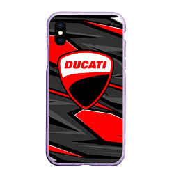 Чехол iPhone XS Max матовый Ducati - red stripes