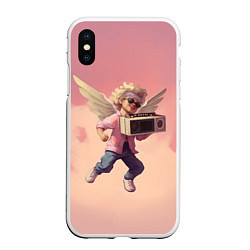 Чехол iPhone XS Max матовый Ангел с бумбоксом