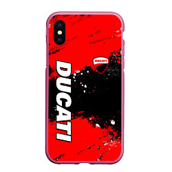 Чехол iPhone XS Max матовый Ducati - красная униформа с красками, цвет: 3D-малиновый