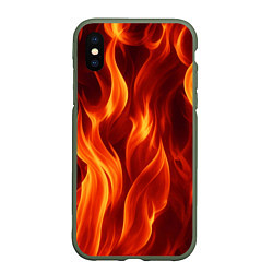 Чехол iPhone XS Max матовый Костёр на чёрном фоне