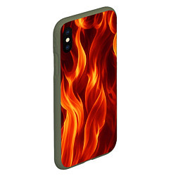 Чехол iPhone XS Max матовый Костёр на чёрном фоне, цвет: 3D-темно-зеленый — фото 2